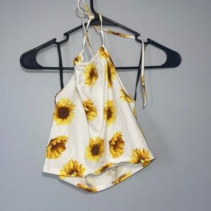 Forever21 White SunFlower Halter Crop Top. Size M
